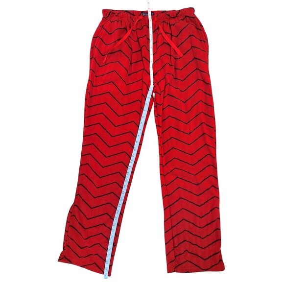 Noble Mount Pajamas Women Size Medium Microfleece Long Sleeve Black Red Chevron - Picture 8 of 9